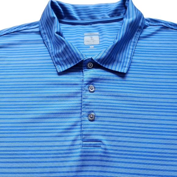 Pebble Beach Lone Cypress Luxury Performance Men's Blue & White Golf Polo XL - Picture 9 of 9